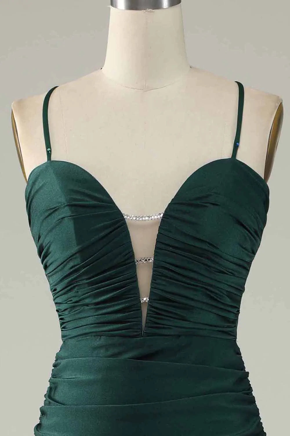 Dark Green Mermaid Spaghetti Straps Long Prom Dress