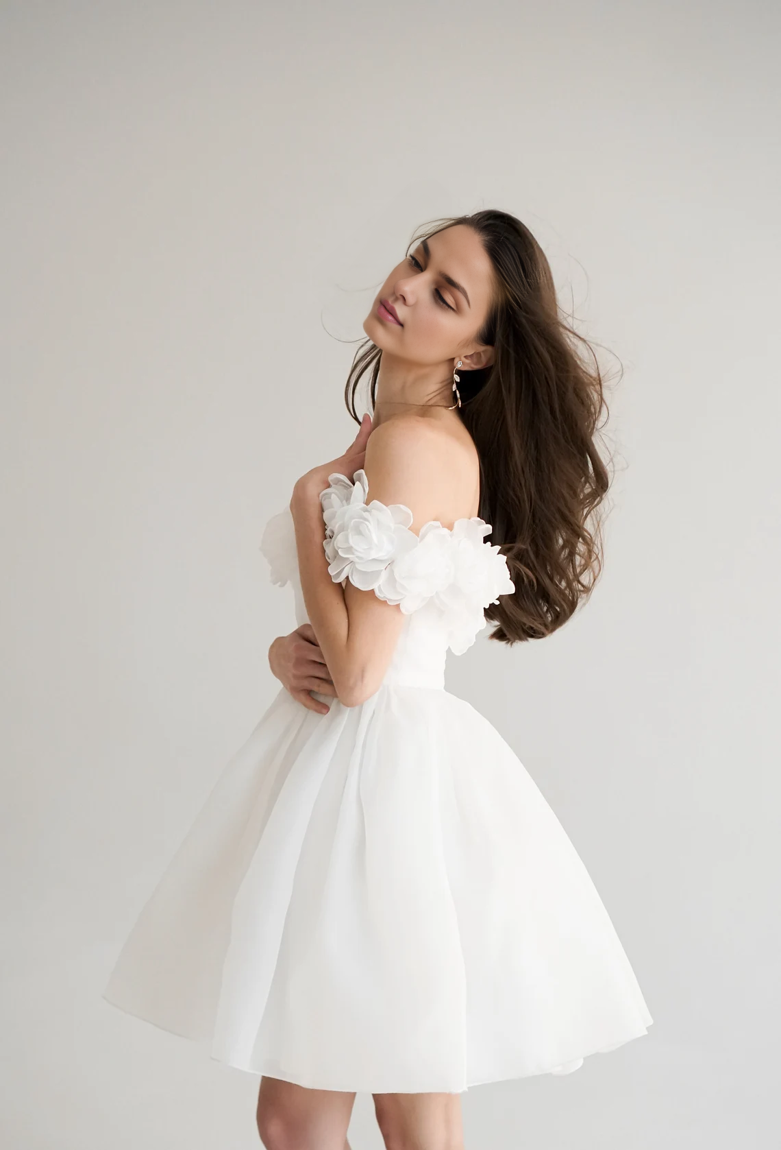 Weitese Dress Short wedding dress Elegant Dress Bridal Dress Off-the-Shoulder A-line Tulle Flowar