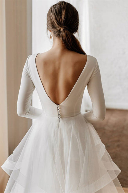 Weitese Tulle Long Sleeves Wedding Dress