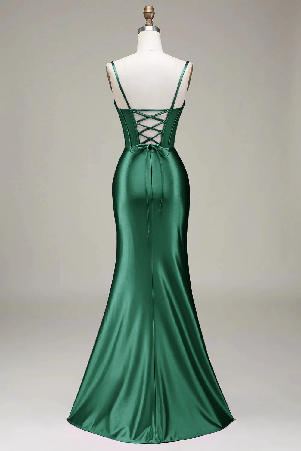 Satin Spaghetti Straps  Prom Dress With Corset