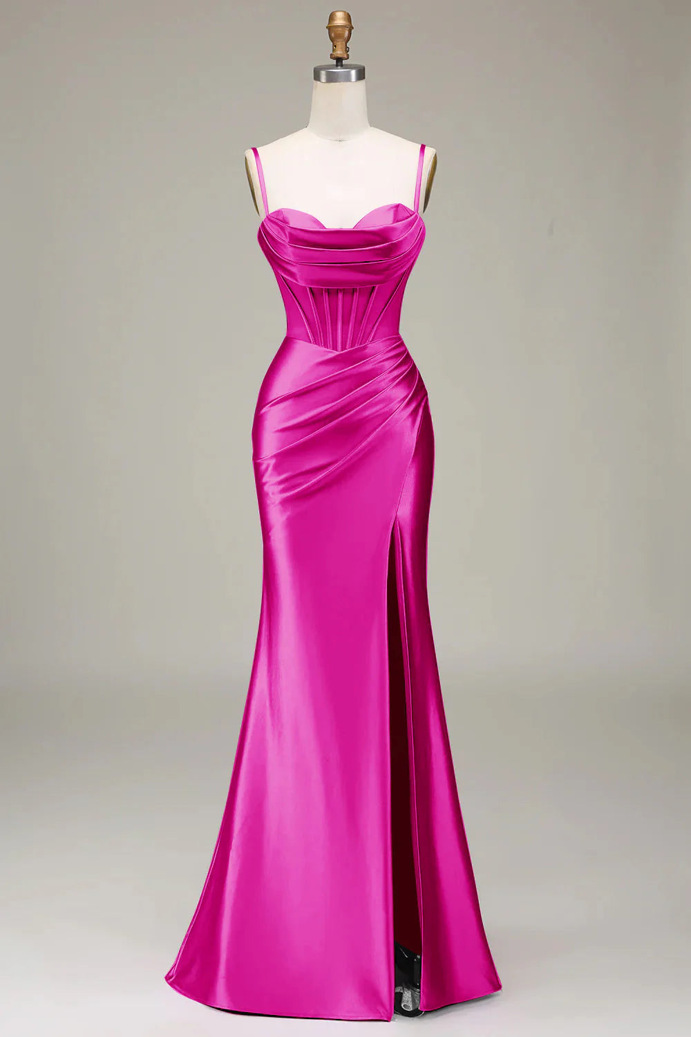 Satin Spaghetti Straps  Prom Dress With Corset