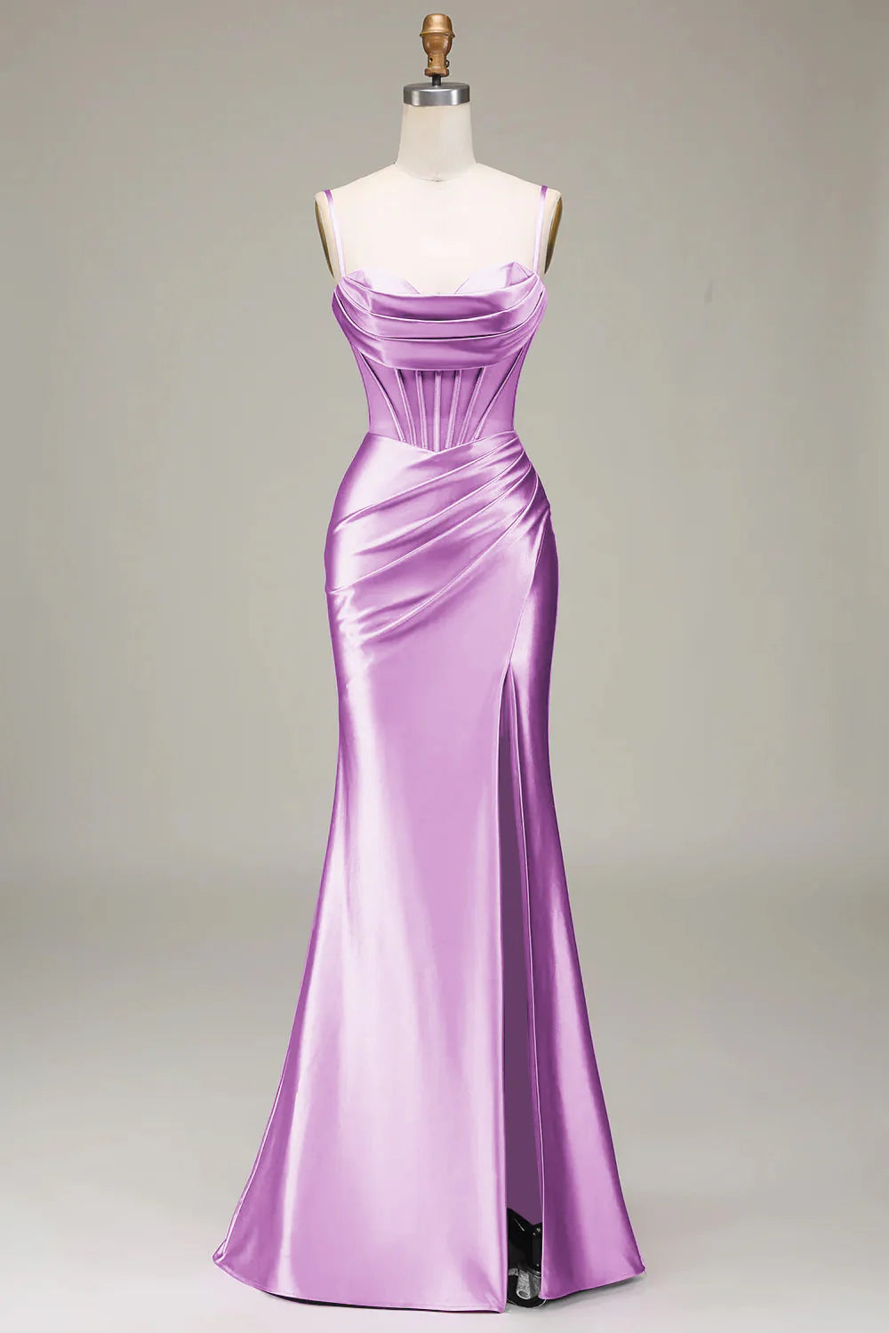 Satin Spaghetti Straps  Prom Dress With Corset