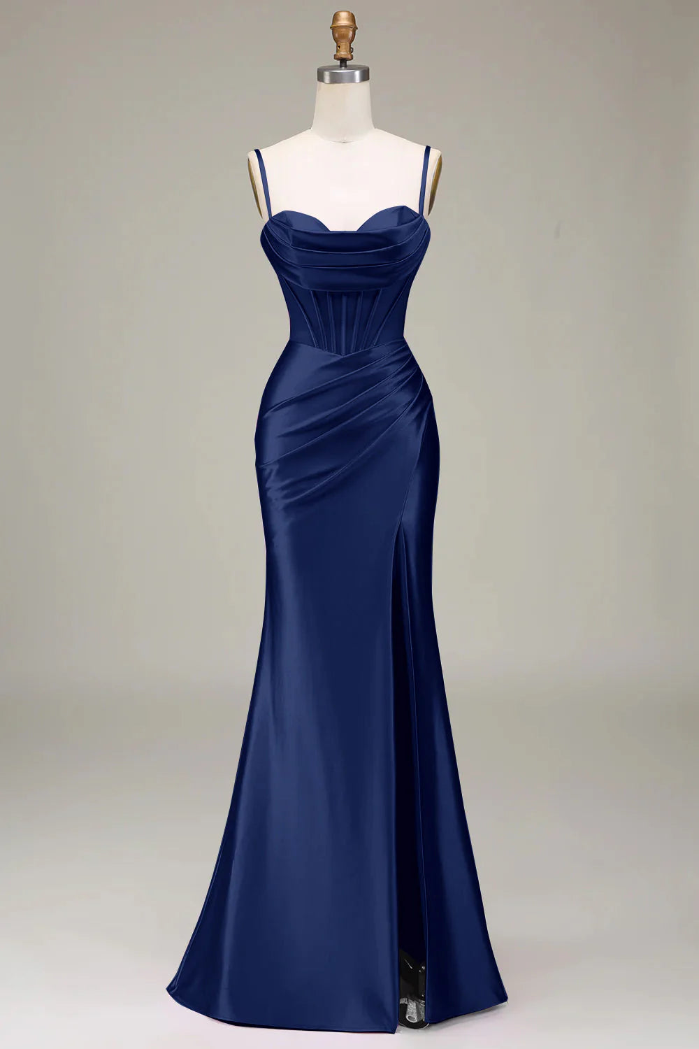 Satin Spaghetti Straps  Prom Dress With Corset