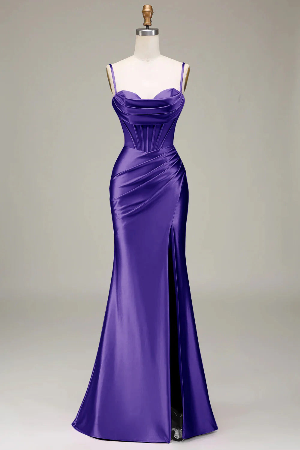 Satin Spaghetti Straps  Prom Dress With Corset