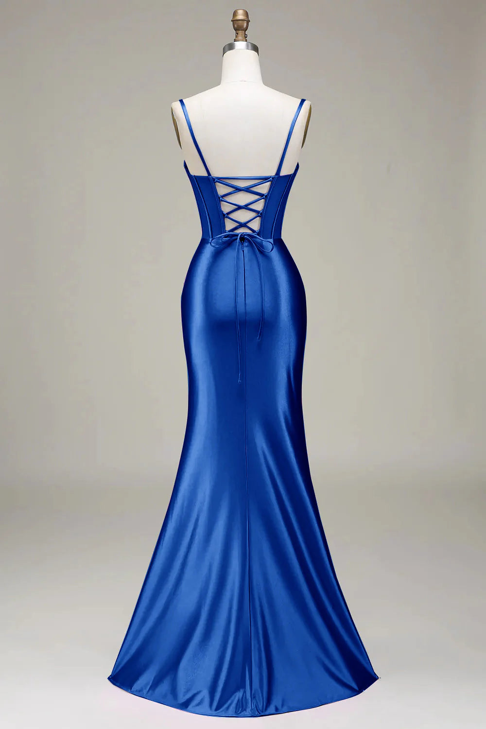 Satin Spaghetti Straps  Prom Dress With Corset