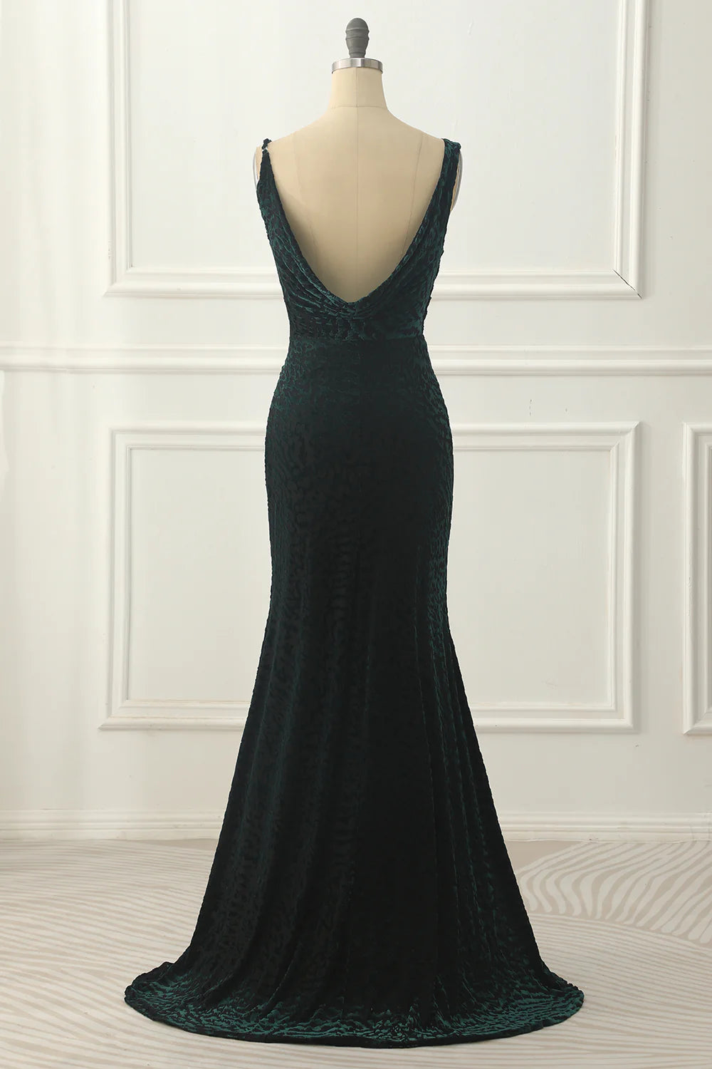 Backless Velvet Mermaid  Dark Green Prom Dress