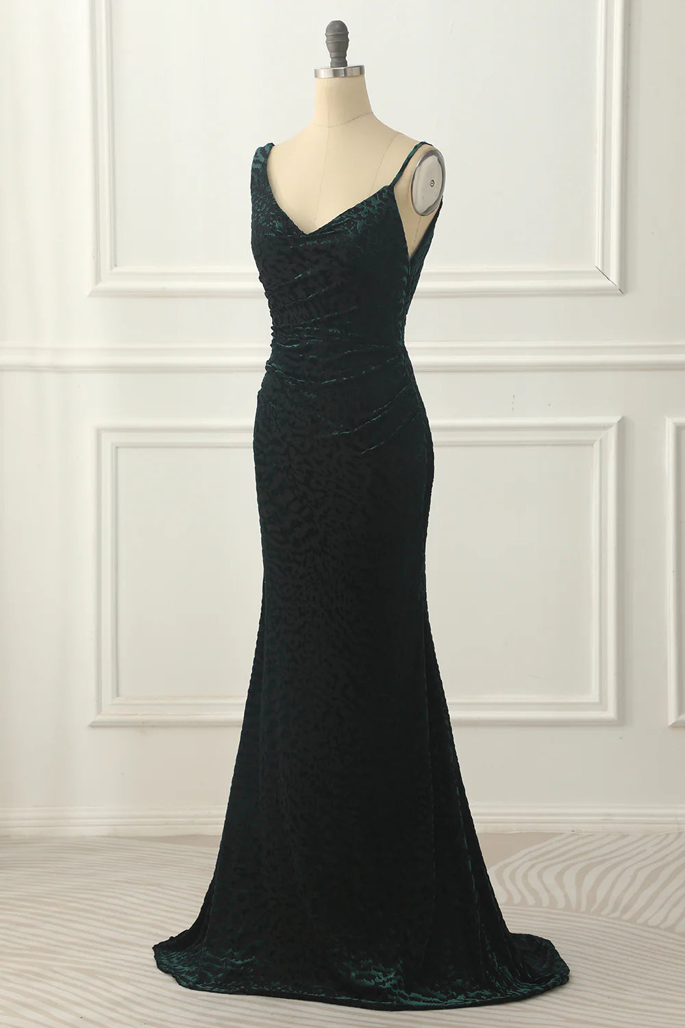 Backless Velvet Mermaid  Dark Green Prom Dress