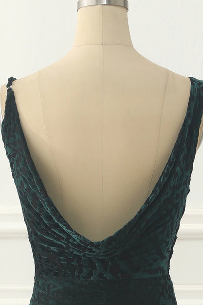 Backless Velvet Mermaid  Dark Green Prom Dress