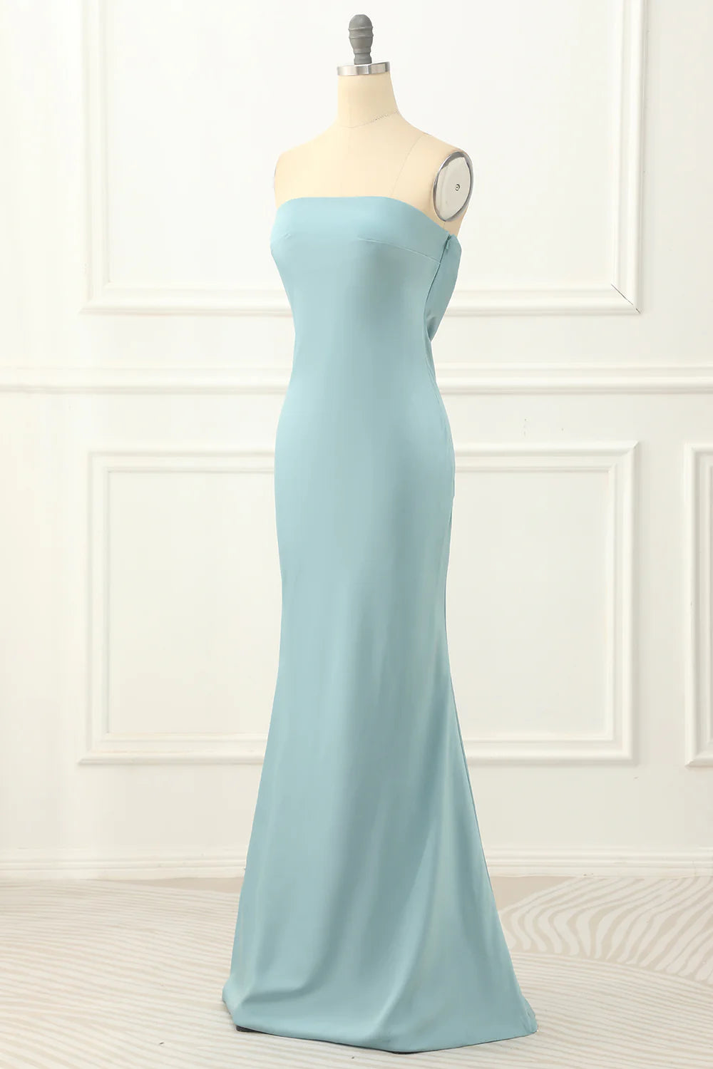 Strapless Simple Sheath Satin Prom Dress