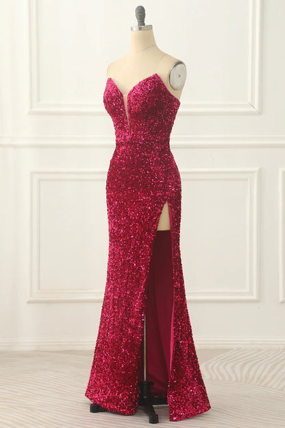 Sequin Mermaid Prom Dress With Split Front