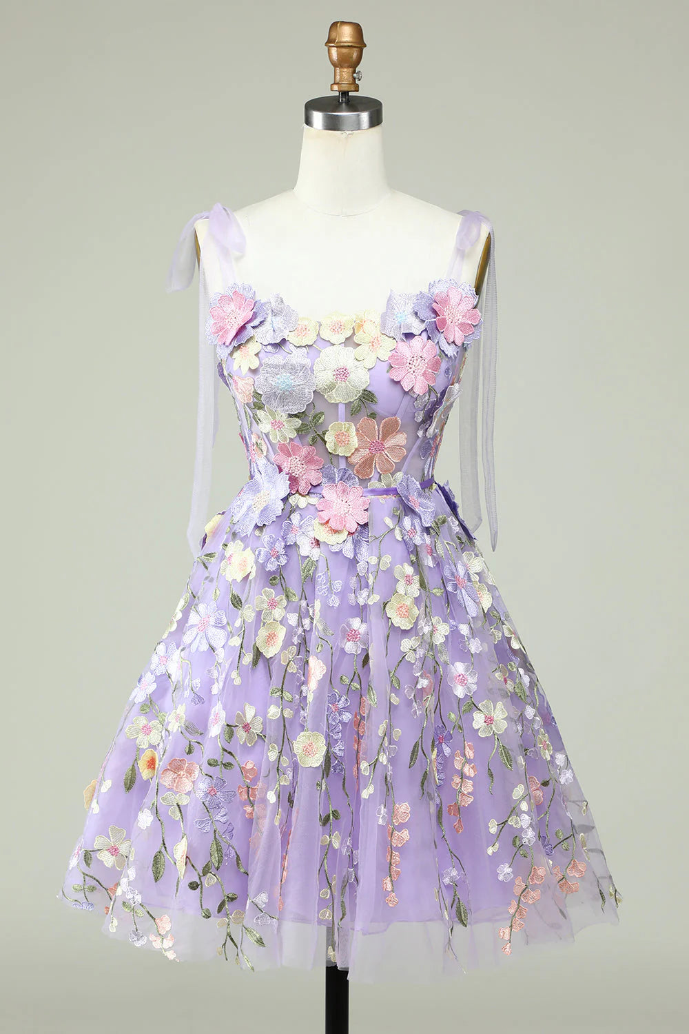 A-Line Corset Homecoming Dress With 3D Flowers