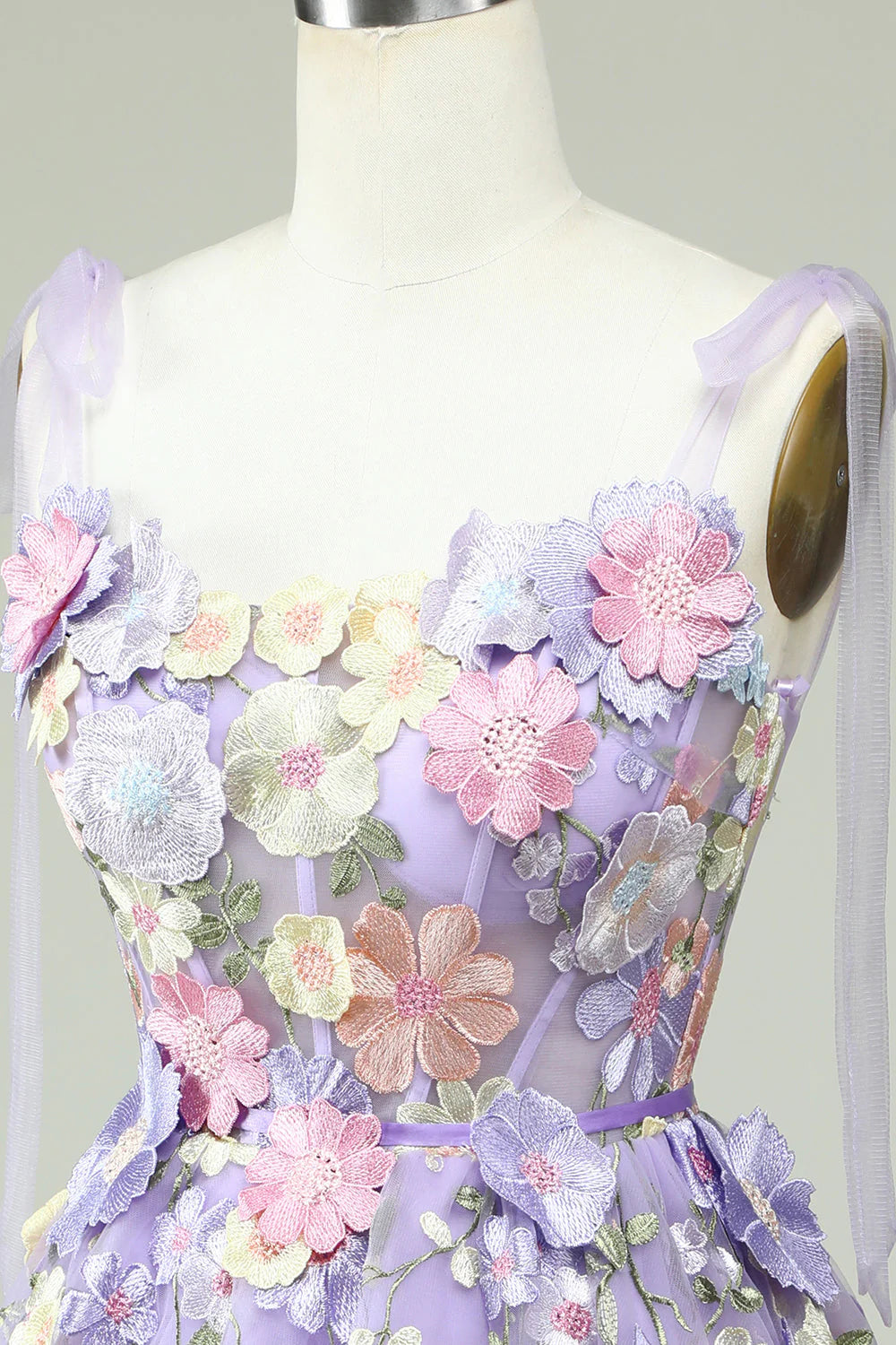 A-Line Corset Homecoming Dress With 3D Flowers