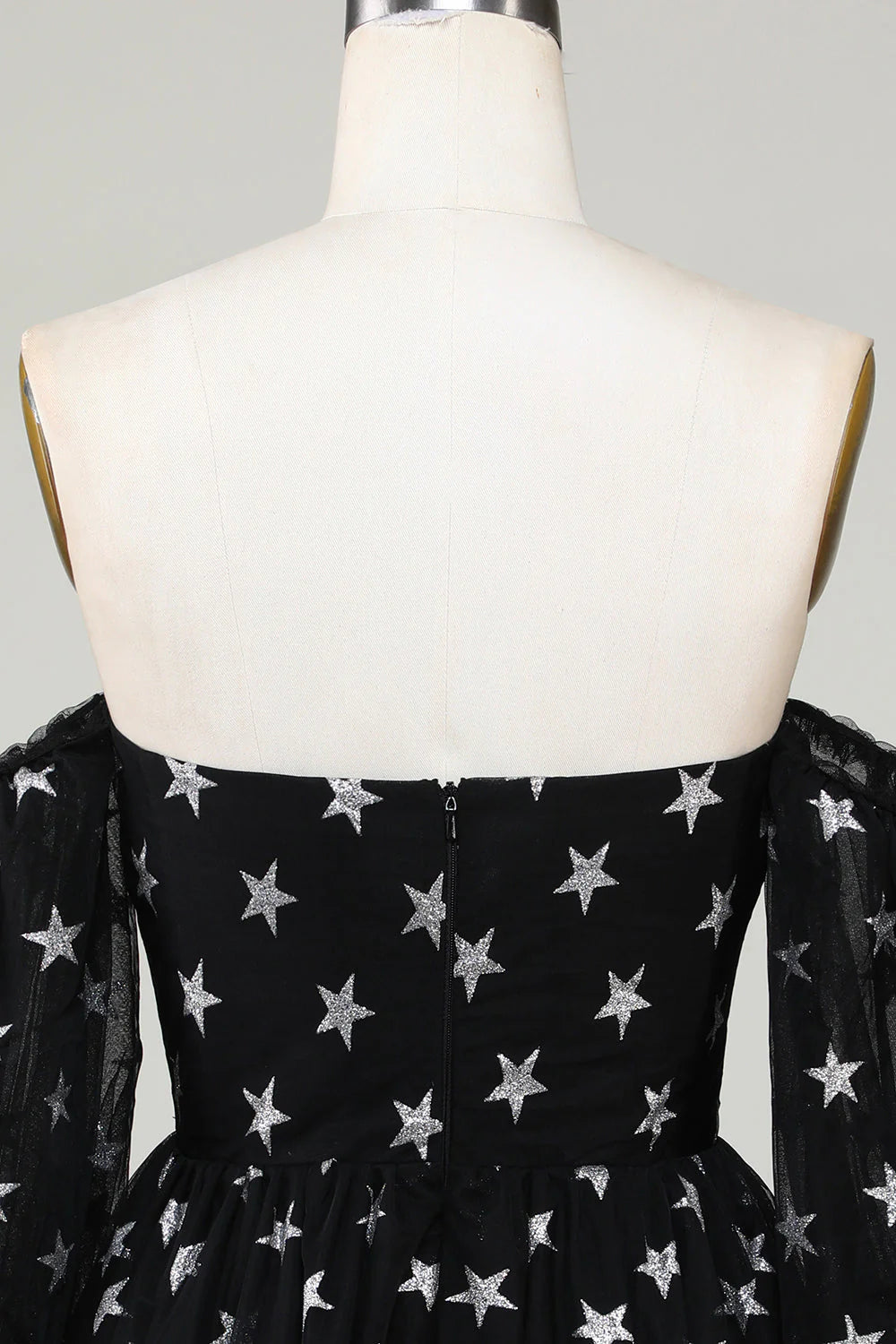 Black Off The Shoulder Stars A Line Homecoming Dress