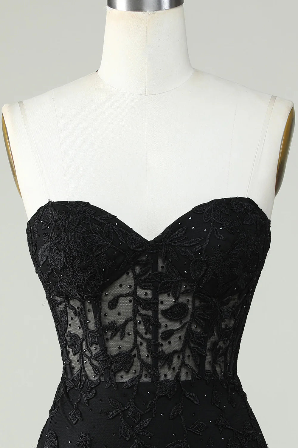 Strapless Tight Black Homecoming Dress With Appliques