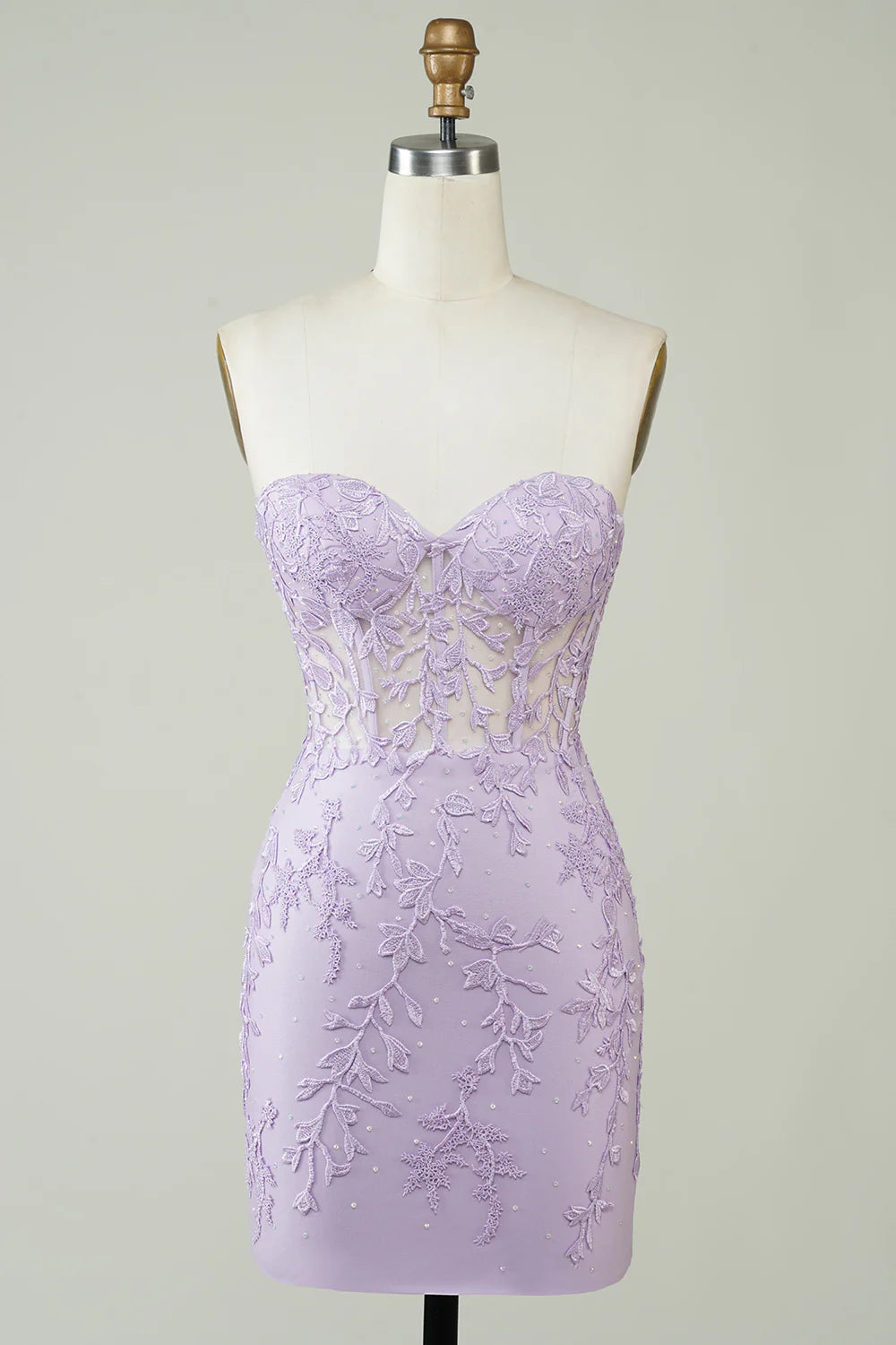 Purple Strapless Tight Homecoming Dress With Appliques