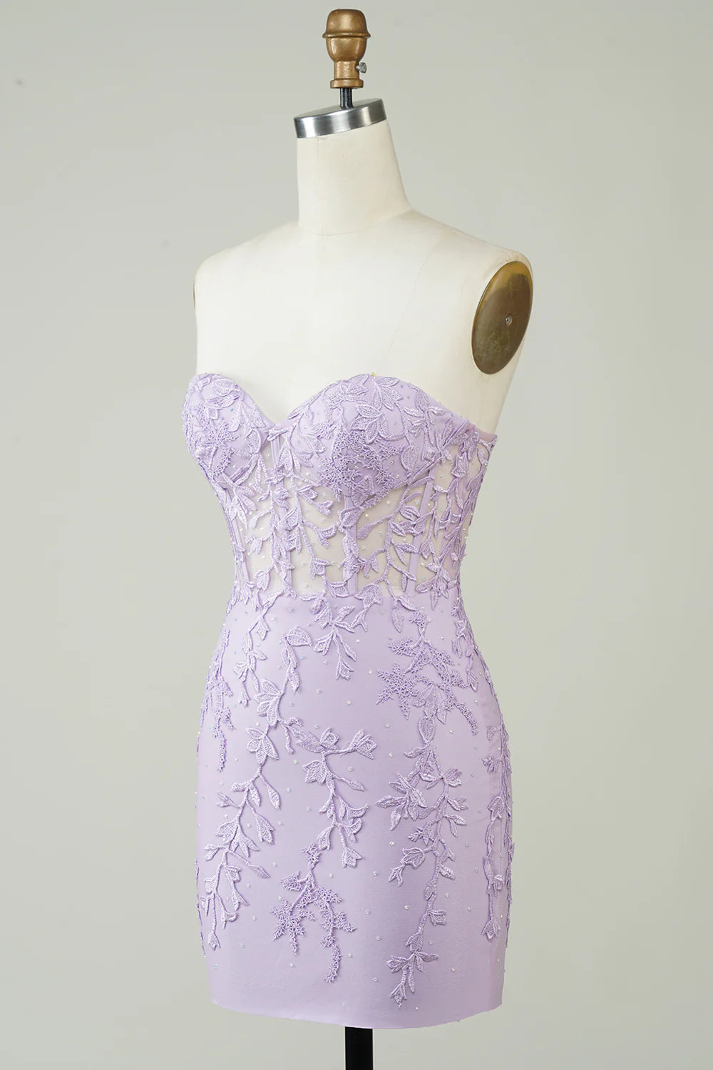 Purple Strapless Tight Homecoming Dress With Appliques