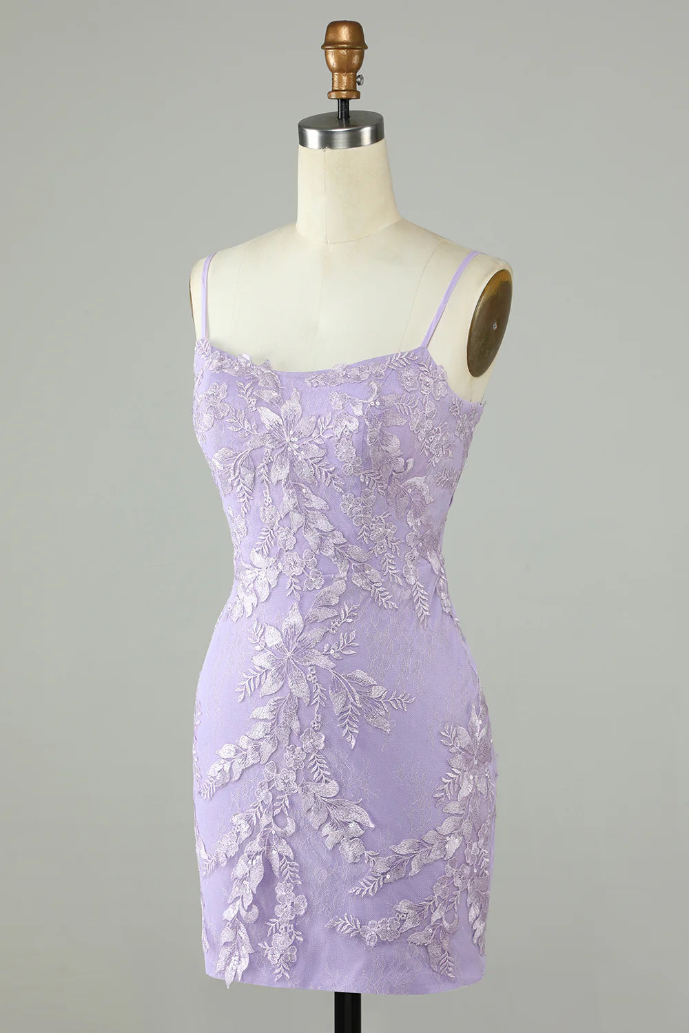 Mini Tight Lilac Homecoming Dress With Appliques