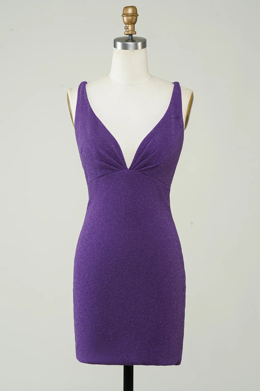 Dark Purple Tight Short Homecoming Dress With Criss Cross Back