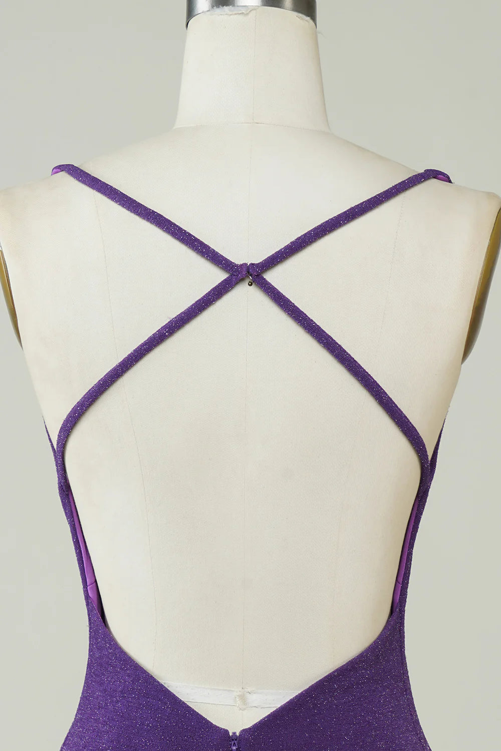 Dark Purple Tight Short Homecoming Dress With Criss Cross Back