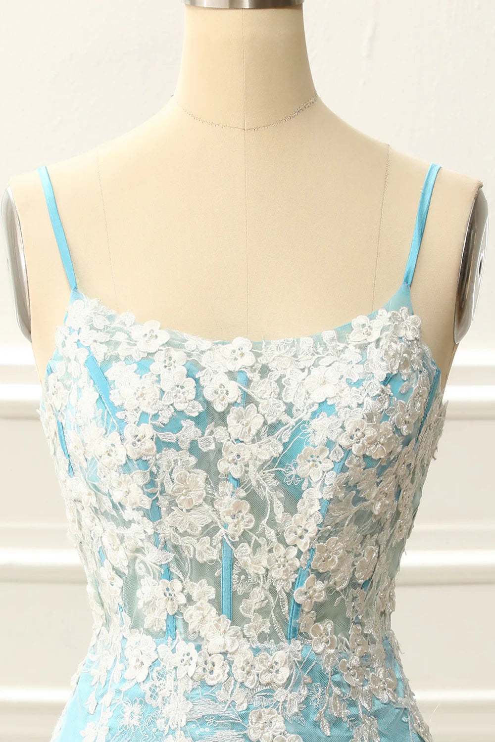 Corset Tight Light Blue Homecoming Dress With Appliques