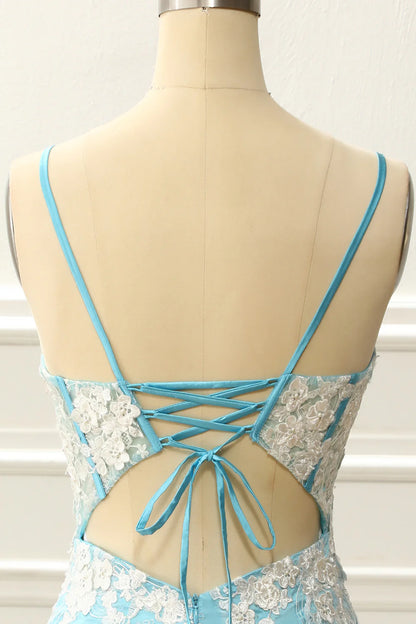 Corset Tight Light Blue Homecoming Dress With Appliques