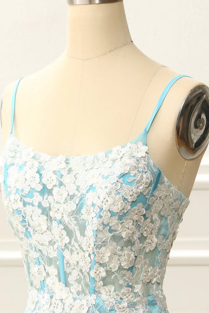 Corset Tight Light Blue Homecoming Dress With Appliques