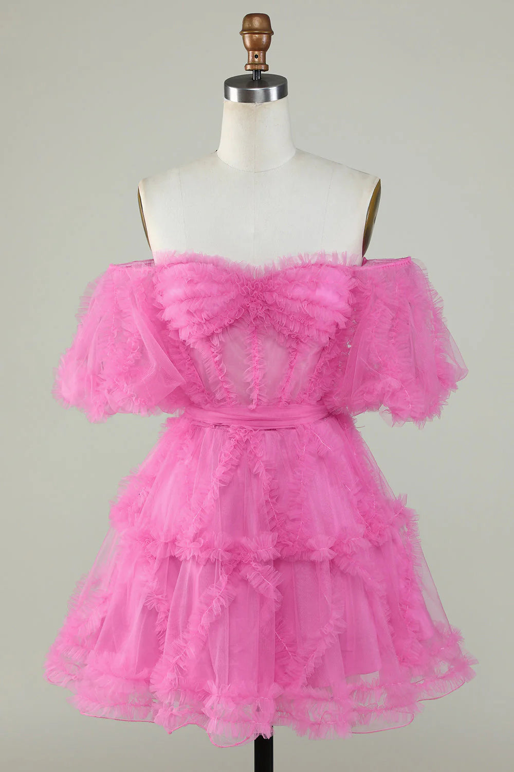 Stylish Off The Shoulder Tulle Corset Homecoming Dress