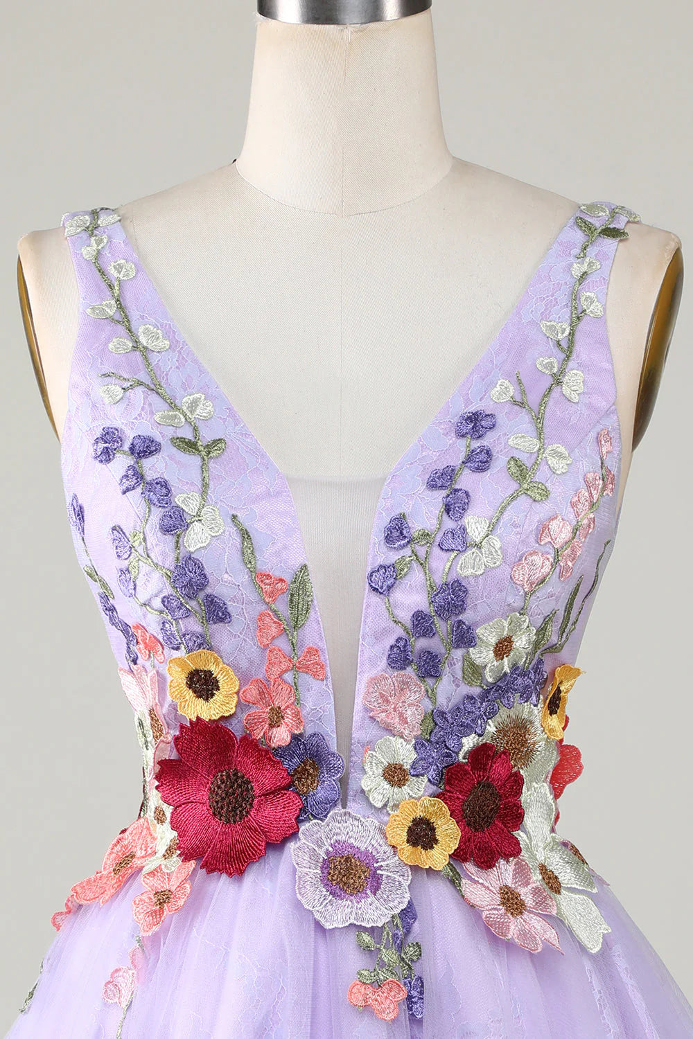 A Line Cute Lavender Homecoming Dress With 3D Floral