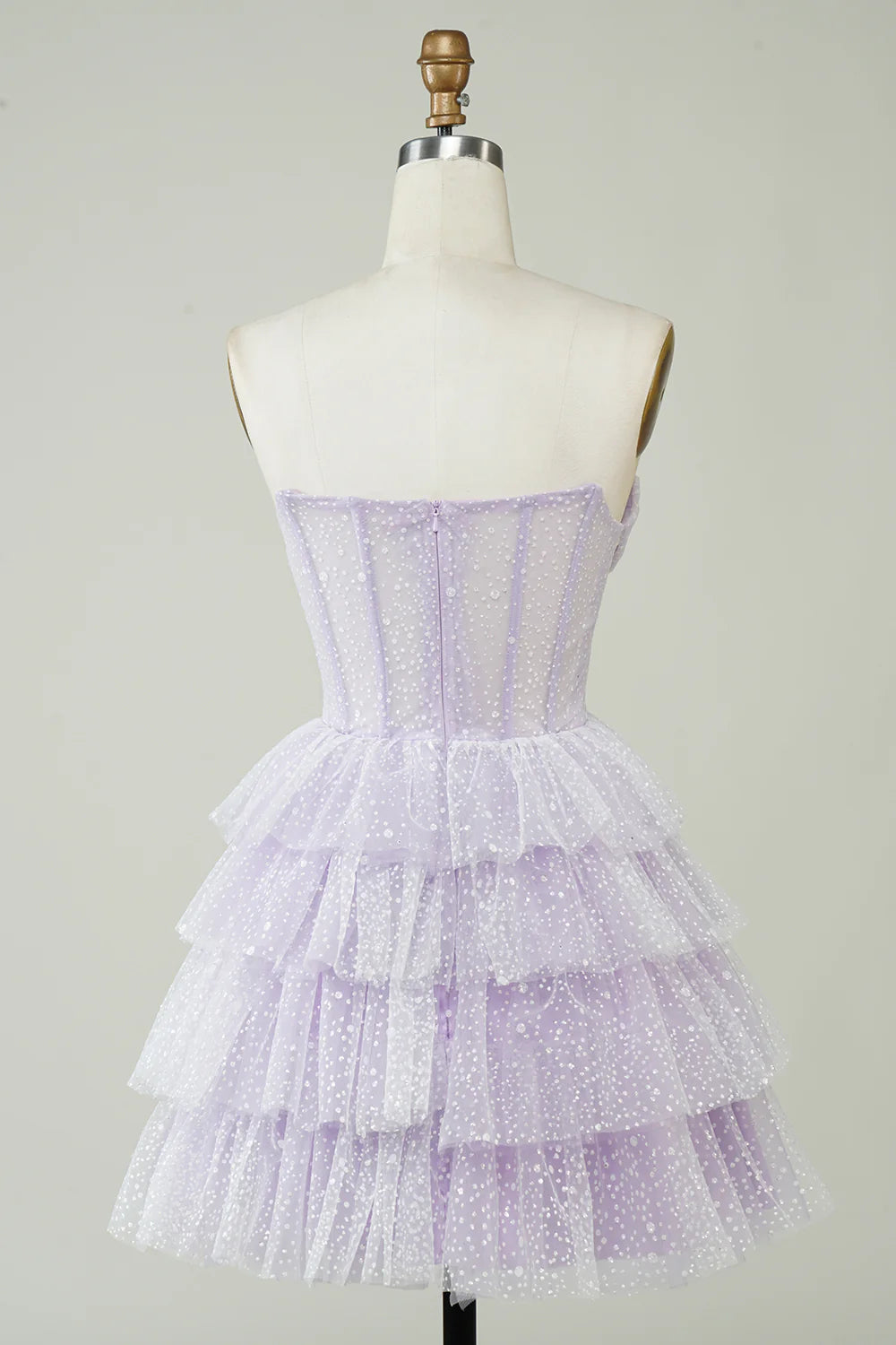 Corset Cute Tiered Sparkly Homecoming Dress With Ruffles