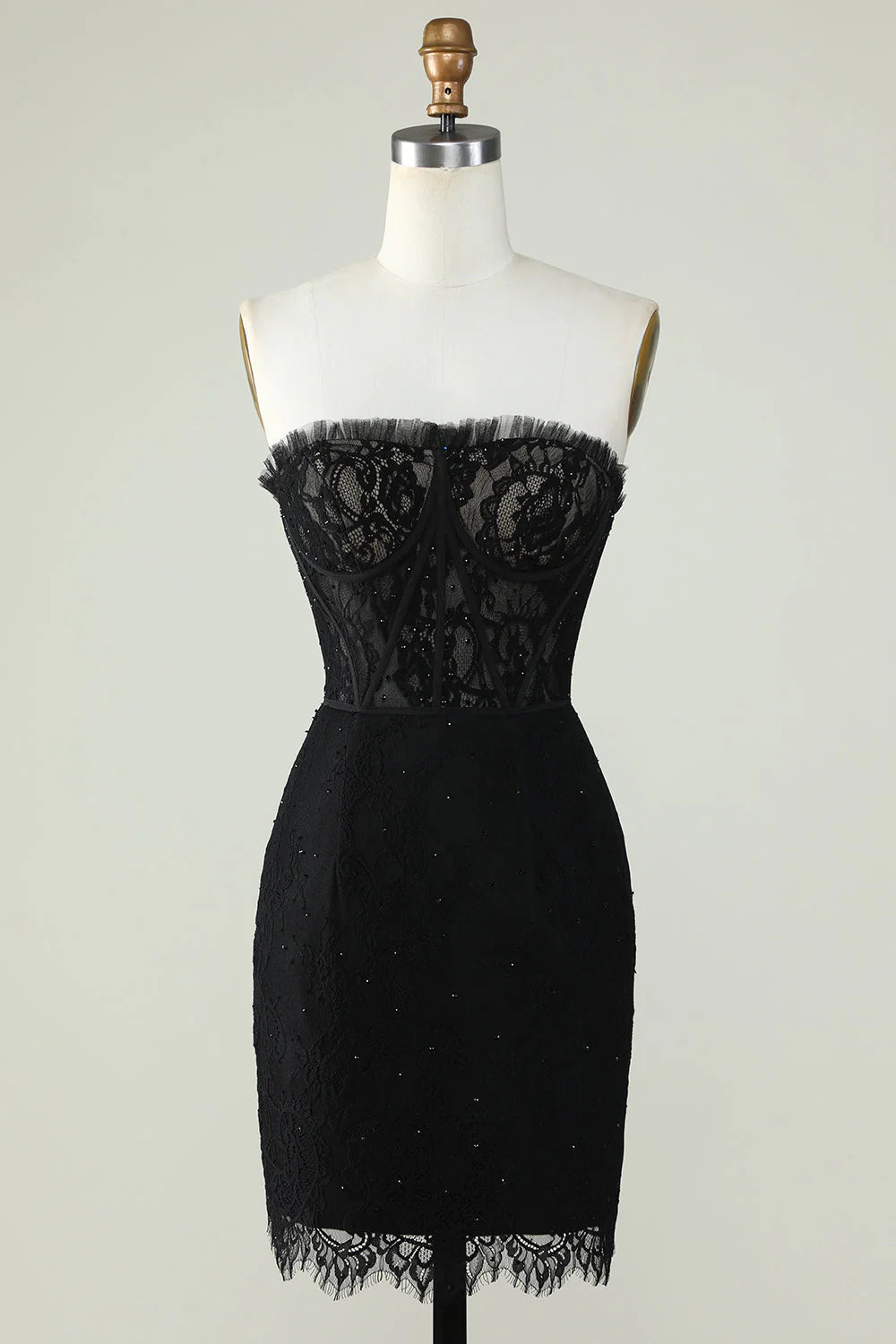 Black Strapless Homecoming Dress With Beading