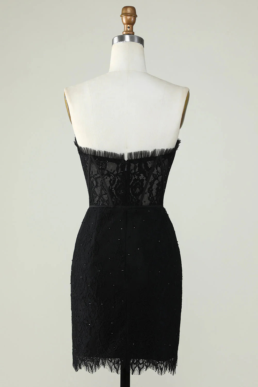 Black Strapless Homecoming Dress With Beading