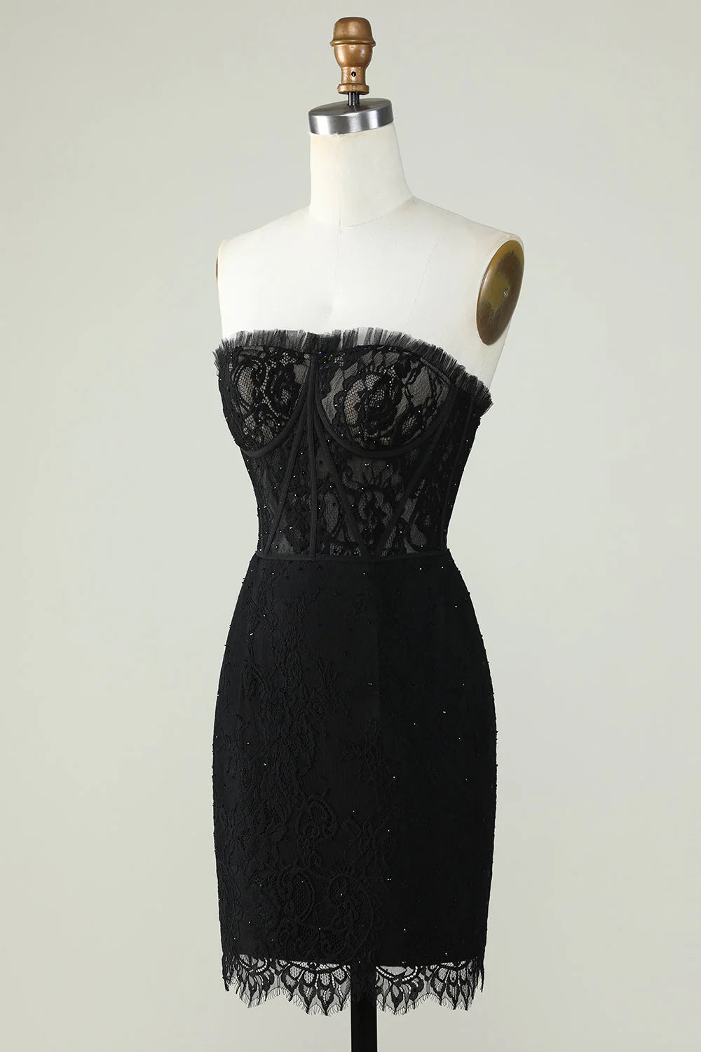 Black Strapless Homecoming Dress With Beading