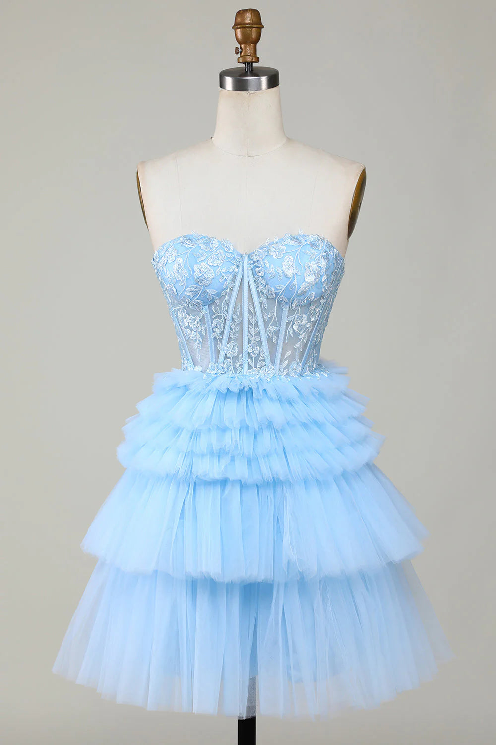 Corset Cute Tiered Homecoming Dress With Ruffles