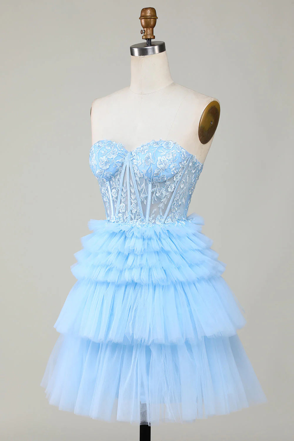 Corset Cute Tiered Homecoming Dress With Ruffles