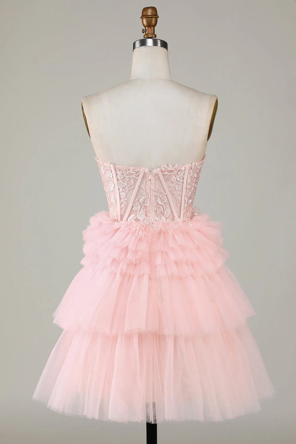 Corset Cute Tiered Homecoming Dress With Ruffles