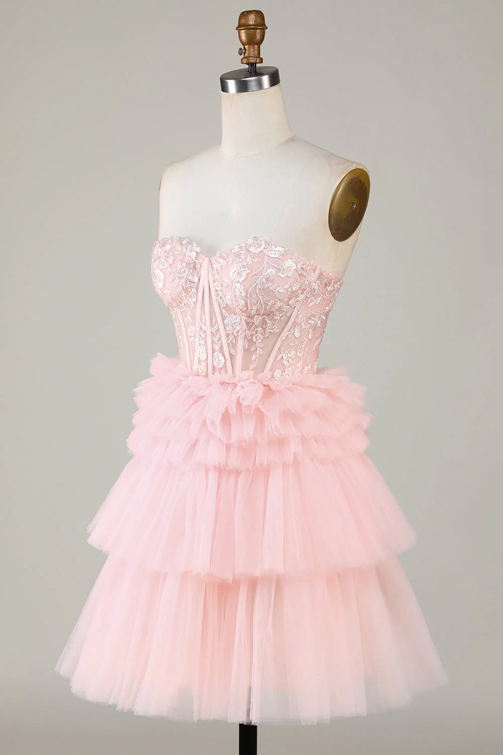 Corset Cute Tiered Homecoming Dress With Ruffles