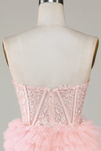 Corset Cute Tiered Homecoming Dress With Ruffles