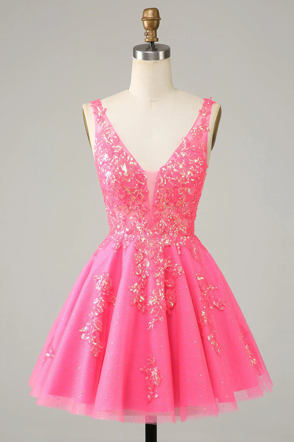 Cute Sparkly Orange Homecoming Dress With Sequins Appliques