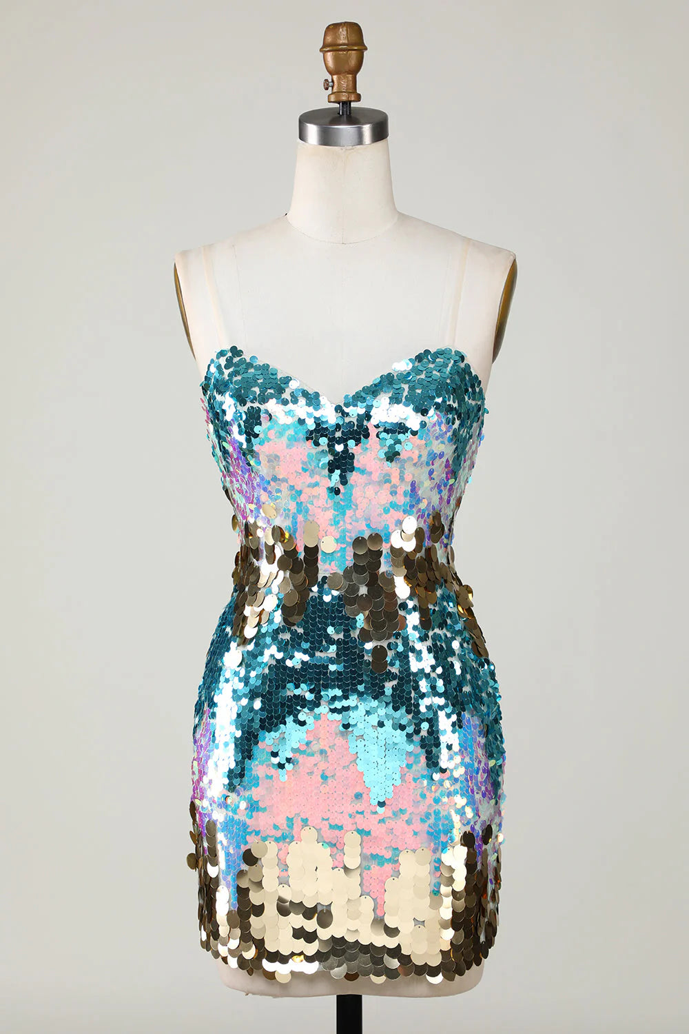 Sequined Sparkly Tight Blue Homecoming Dress