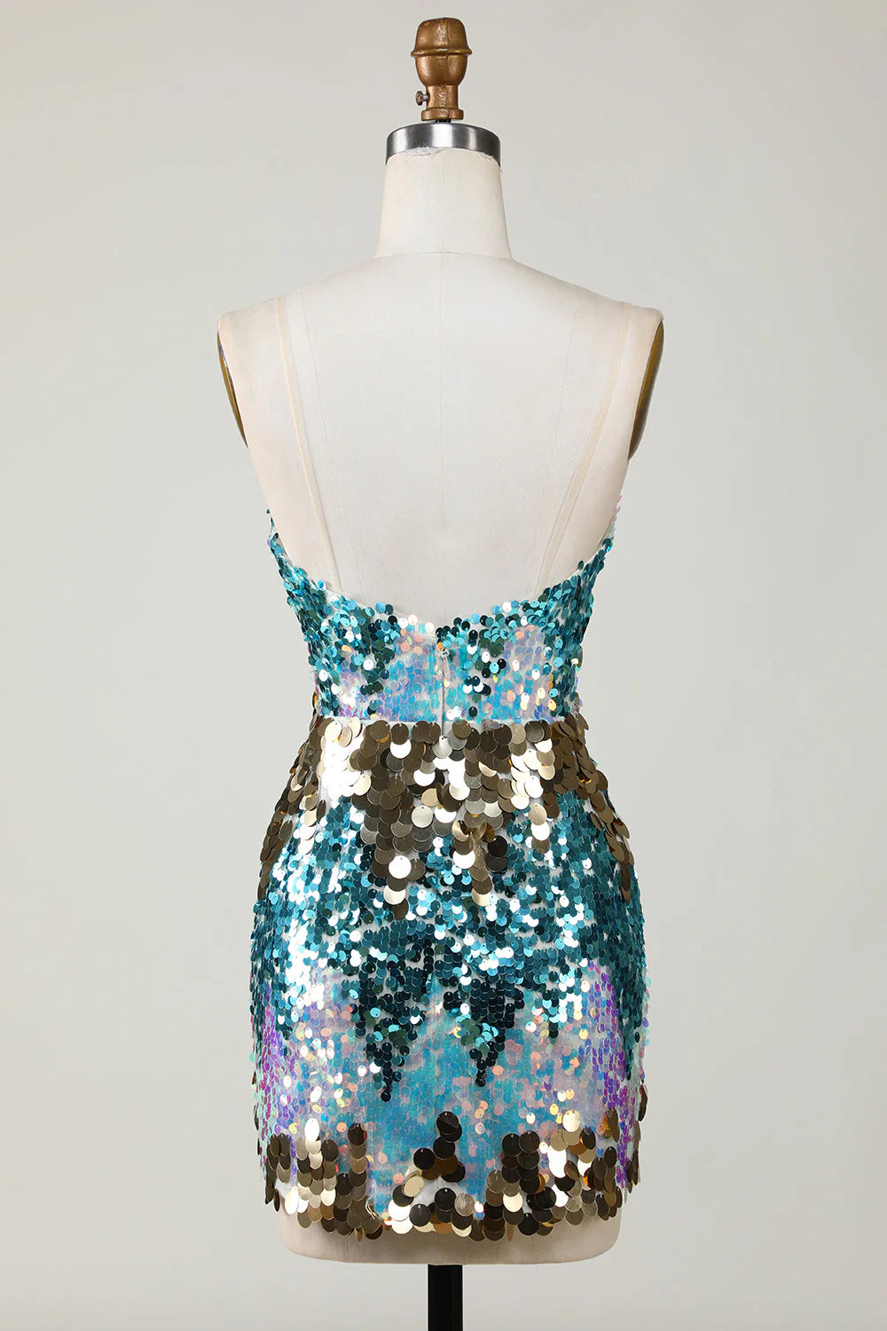 Sequined Sparkly Tight Blue Homecoming Dress