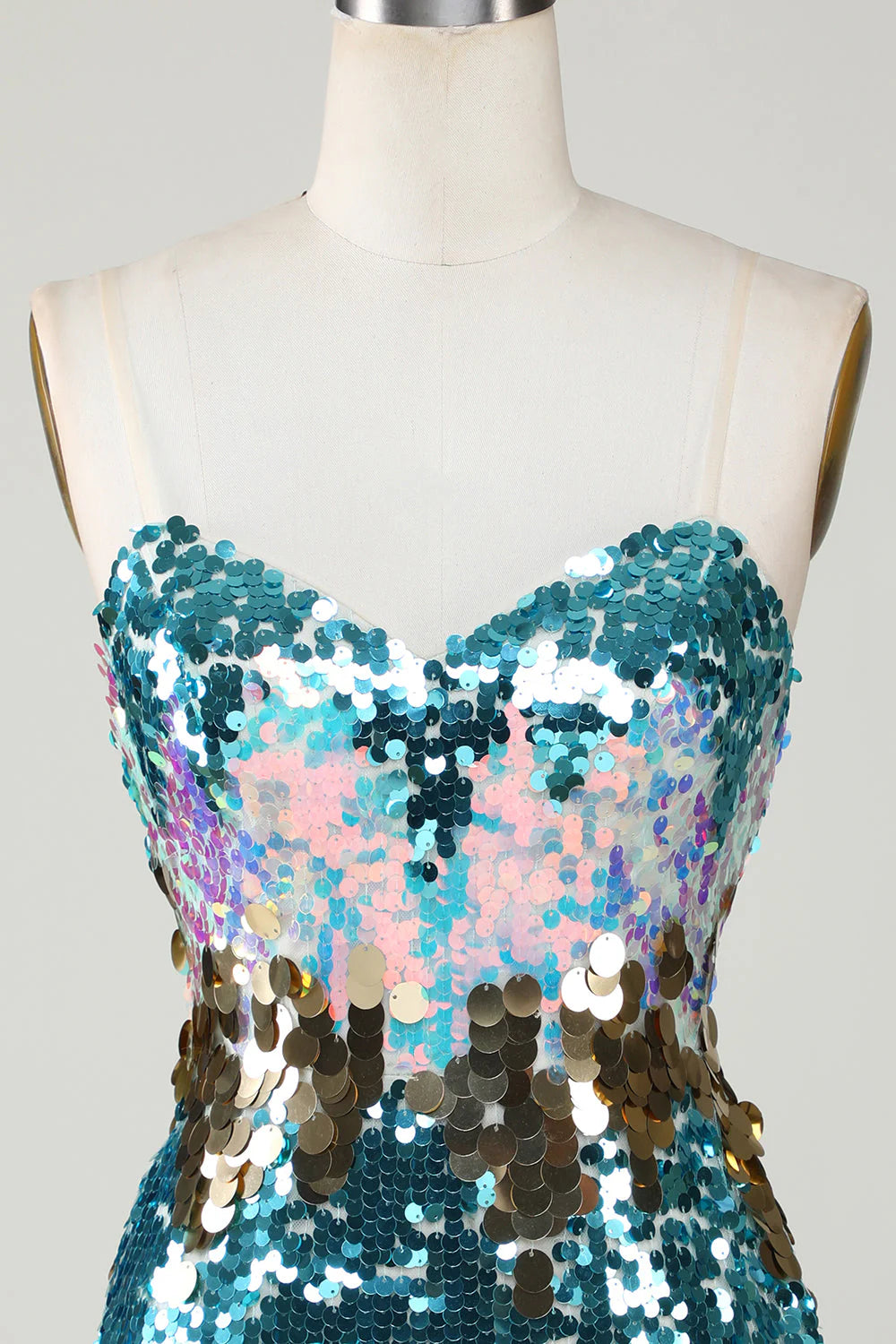 Sequined Sparkly Tight Blue Homecoming Dress