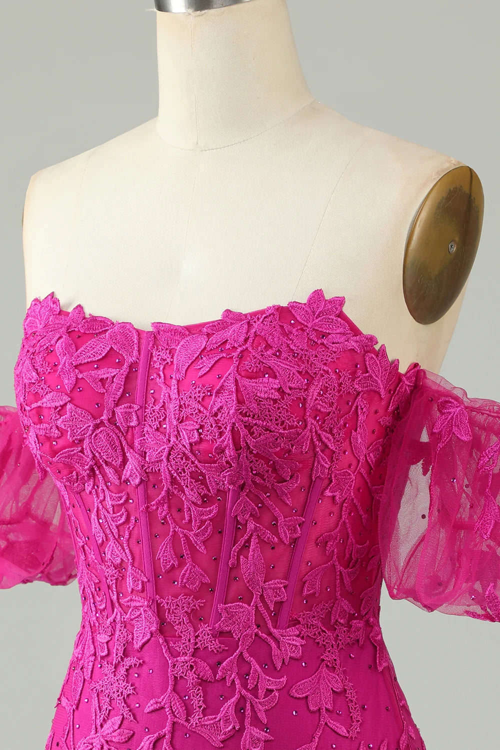 Tight Glitter Hot Pink Homecoming Dress With Appliques