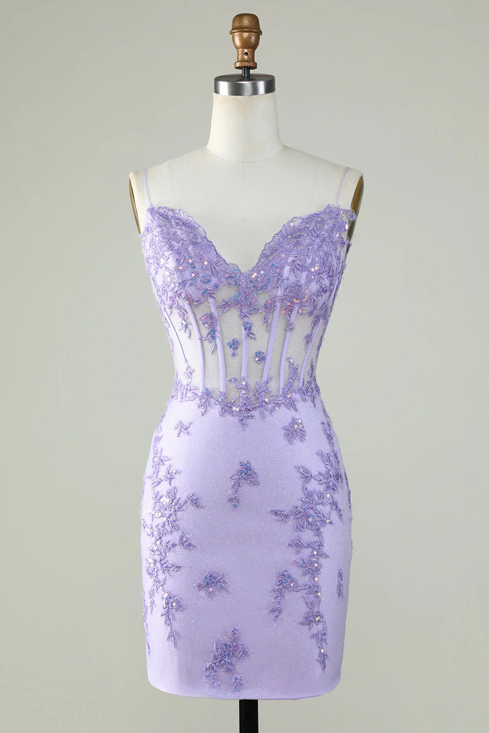 Glitter Corset Tight Purple Homecoming Dress With Appliques