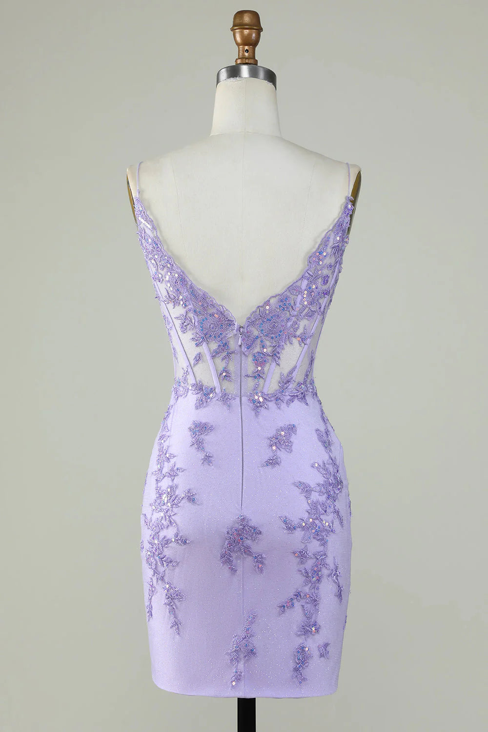 Glitter Corset Tight Purple Homecoming Dress With Appliques