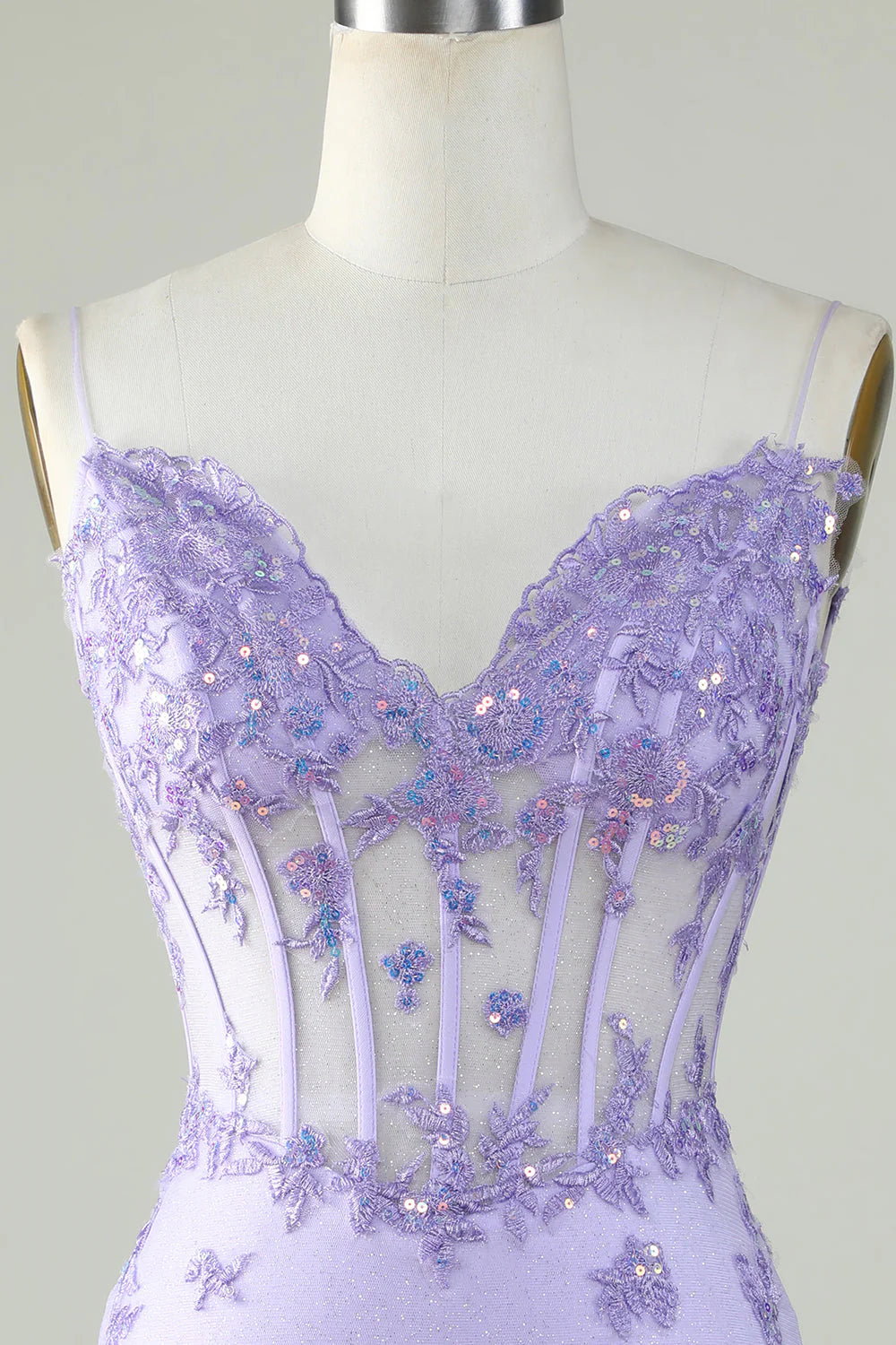 Glitter Corset Tight Purple Homecoming Dress With Appliques