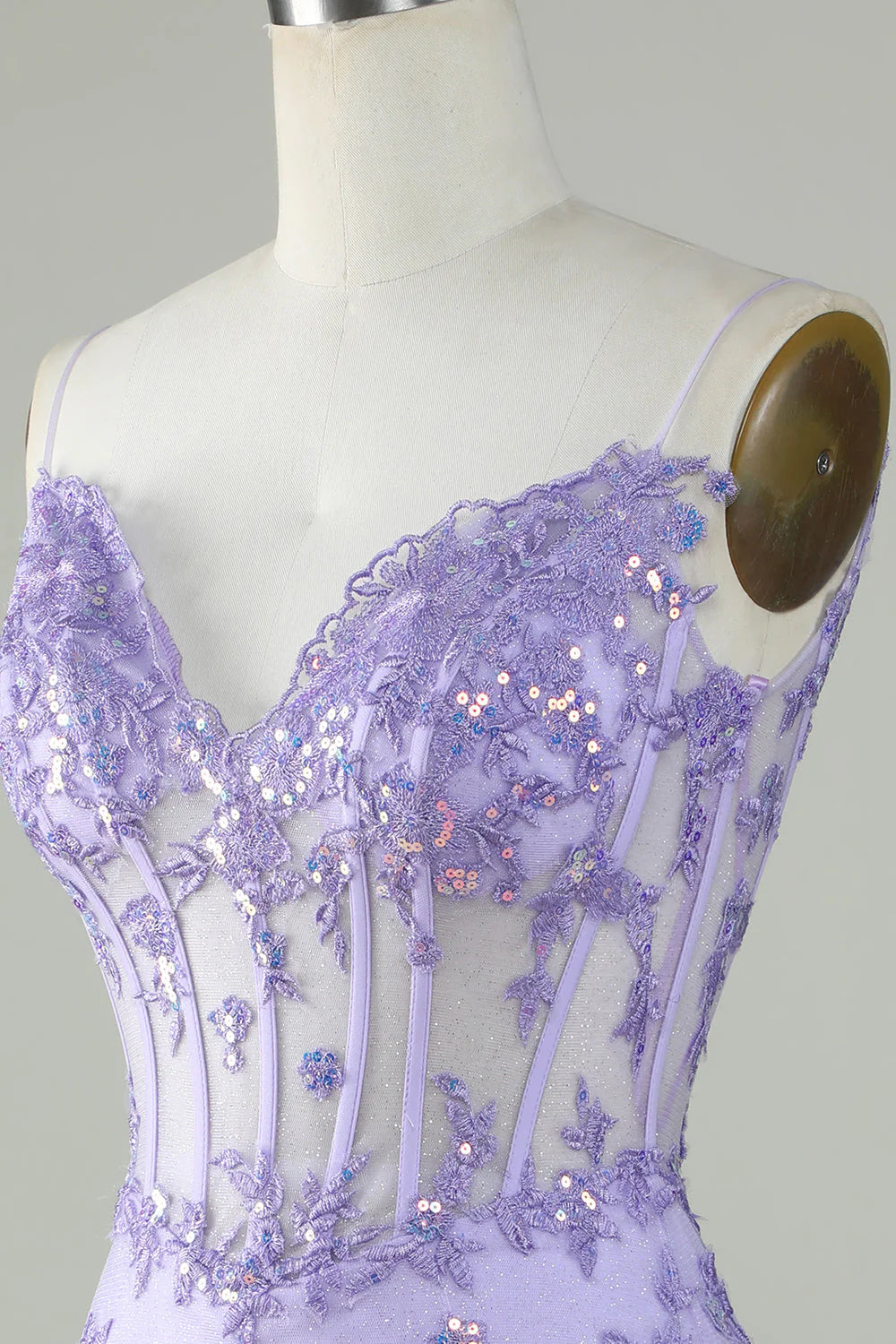 Glitter Corset Tight Purple Homecoming Dress With Appliques