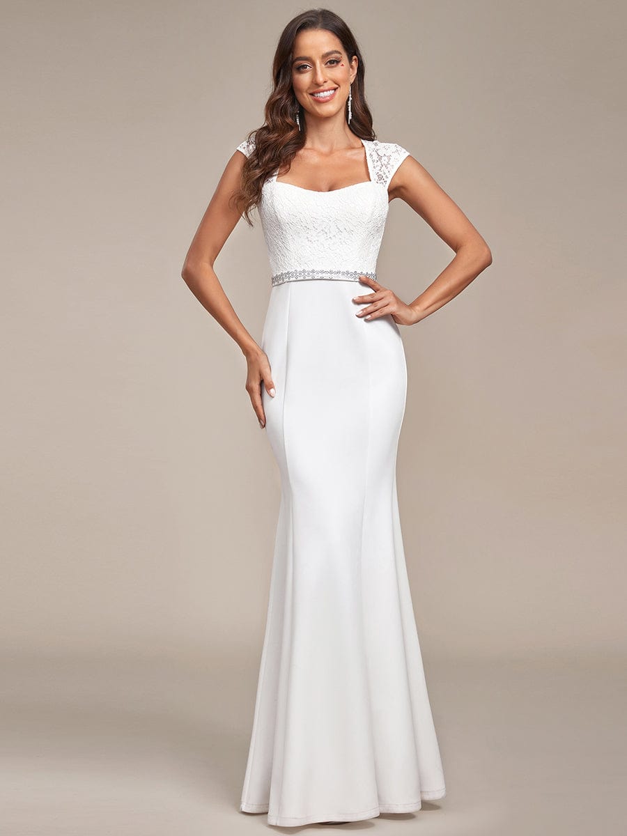 Weitese Simple Cap Sleeve Sweetheart Mermaid Style Wedding Dress