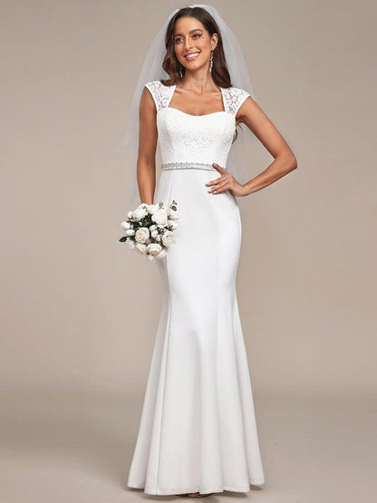 Weitese Simple Cap Sleeve Sweetheart Mermaid Style Wedding Dress