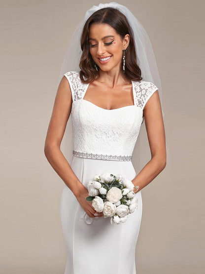 Weitese Simple Cap Sleeve Sweetheart Mermaid Style Wedding Dress