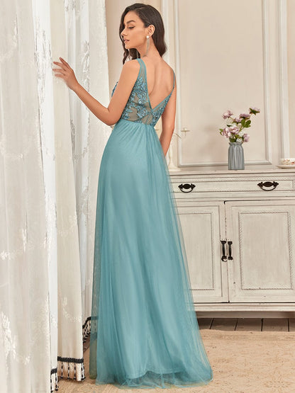 Weitese Maxi Long Elegant Ethereal Tulle Evening Dress